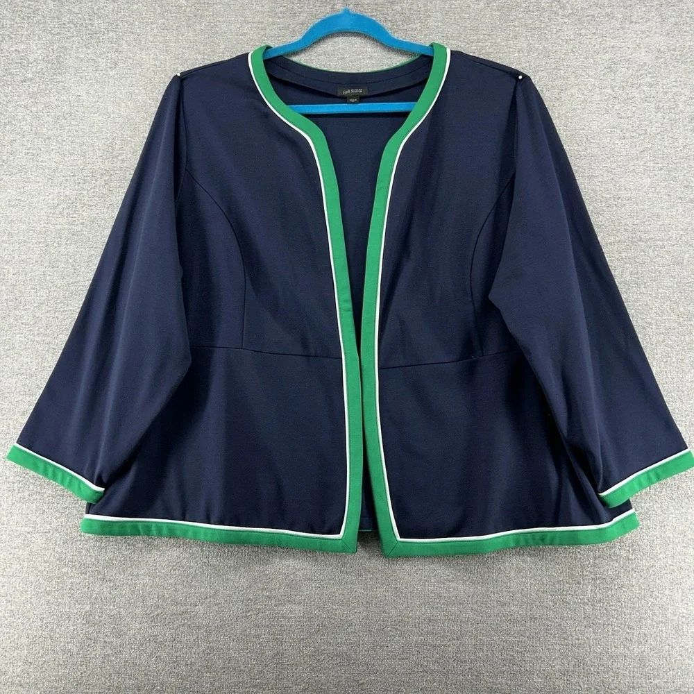 J Jill Wearever Collection‎ Open Cardigan Women Size 3X Blue Green Casual